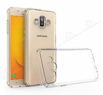 Eiroo Clear Hybrid Samsung Galaxy J7 Duo Silikon Kenarl effaf Rubber Klf