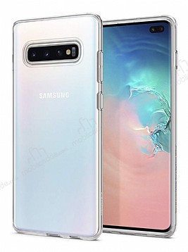 Eiroo Clear Hybrid Samsung Galaxy S10 Plus Silikon Kenarl effaf Rubber Klf