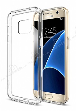 Eiroo Clear Hybrid Samsung Galaxy S7 Silikon Kenarl effaf Rubber Klf