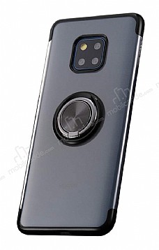 Eiroo Clear Ring Huawei Mate 20 Pro Siyah Kenarl Silikon Klf