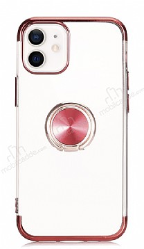 Eiroo Clear Ring iPhone 12 Mini 5.4 in Kenarl Rose Gold Silikon Klf