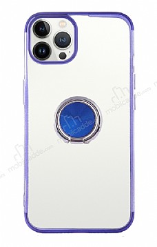 Eiroo Clear Ring iPhone 13 Pro Max Kenarl Mavi Silikon Klf