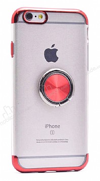 Eiroo Clear Ring iPhone 6 / 6S Krmz Kenarl Silikon Klf