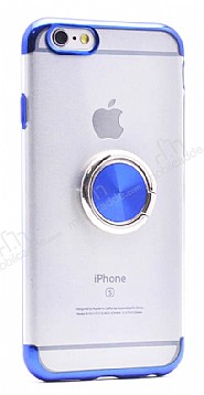 Eiroo Clear Ring iPhone 6 / 6S Lacivert Kenarl Silikon Klf