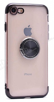 Eiroo Clear Ring iPhone 7 / 8 Siyah Kenarl Silikon Klf