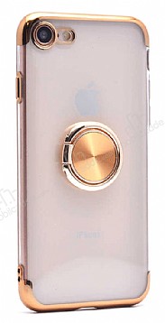 Eiroo Clear Ring iPhone 7 / 8 Gold Kenarl Silikon Klf