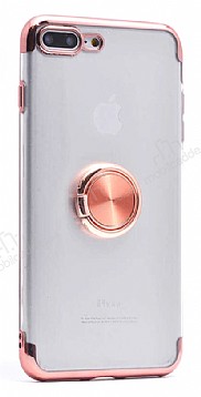Eiroo Clear Ring iPhone 7 Plus / 8 Plus Rose Gold Kenarl Silikon Klf