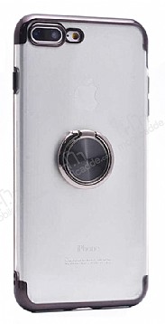Eiroo Clear Ring iPhone 7 Plus / 8 Plus Siyah Kenarl Silikon Klf