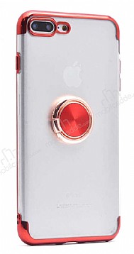 Eiroo Clear Ring iPhone 7 Plus / 8 Plus Krmz Kenarl Silikon Klf