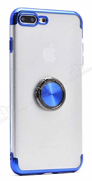 Eiroo Clear Ring iPhone 7 Plus / 8 Plus Lacivert Kenarl Silikon Klf