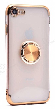 Eiroo Clear Ring iPhone SE 2020 Gold Kenarl Silikon Klf