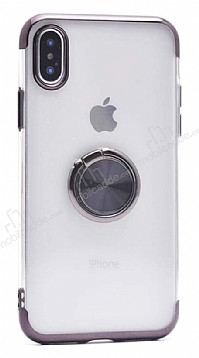 Eiroo Clear Ring iPhone X / XS Siyah Kenarl Silikon Klf
