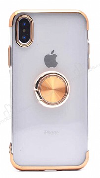 Eiroo Clear Ring iPhone XS Max Gold Kenarl Silikon Klf