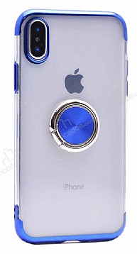 Eiroo Clear Ring iPhone XS Max Lacivert Kenarl Silikon Klf
