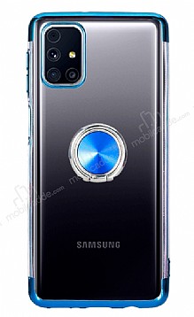 Eiroo Clear Ring Samsung Galaxy M51 Mavi Kenarl Silikon Klf