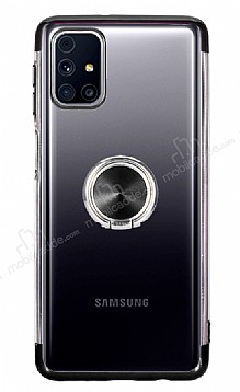 Eiroo Clear Ring Samsung Galaxy M51 Siyah Kenarl Silikon Klf