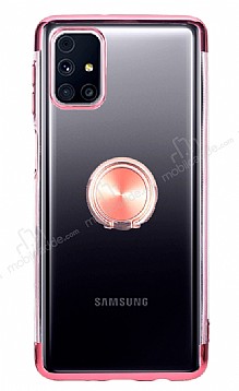 Eiroo Clear Ring Samsung Galaxy M51 Rose Gold Kenarl Silikon Klf