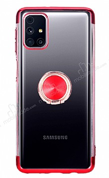 Eiroo Clear Ring Samsung Galaxy M51 Krmz Kenarl Silikon Klf