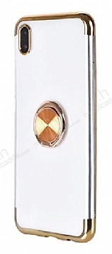 Eiroo Clear Ring Samsung Galaxy A01 Gold Kenarl Silikon Klf