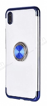 Eiroo Clear Ring Samsung Galaxy A01 Lacivert Kenarl Silikon Klf