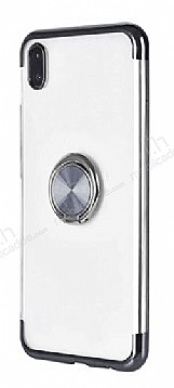 Eiroo Clear Ring Samsung Galaxy A01 Siyah Kenarl Silikon Klf