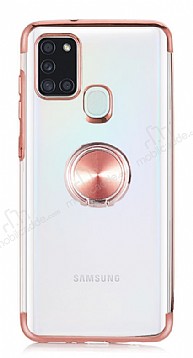 Eiroo Clear Ring Samsung Galaxy A21S Rose Gold Kenarl Silikon Klf
