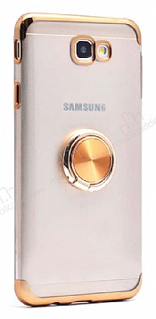 Eiroo Clear Ring Samsung Galaxy J4 Plus Gold Kenarl Silikon Klf
