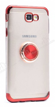 Eiroo Clear Ring Samsung Galaxy J4 Plus Krmz Kenarl Silikon Klf