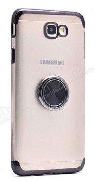 Eiroo Clear Ring Samsung Galaxy J4 Plus Siyah Kenarl Silikon Klf