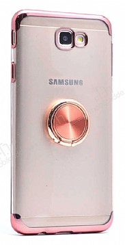 Eiroo Clear Ring Samsung Galaxy J7 Prime / Prime 2 Rose Gold Kenarl Silikon Klf