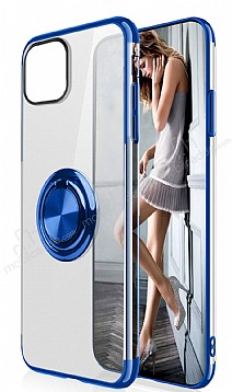 Eiroo Clear Ring Samsung Galaxy Note 10 Lite Lacivert Kenarl Silikon Klf