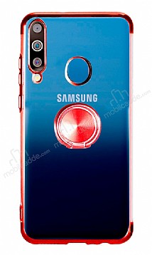 Eiroo Clear Ring Samsung Galaxy M30 Kenarl Krmz Silikon Klf