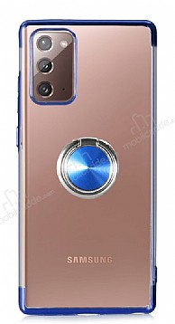 Eiroo Clear Ring Samsung Galaxy Note 20 Lacivert Kenarl Silikon Klf