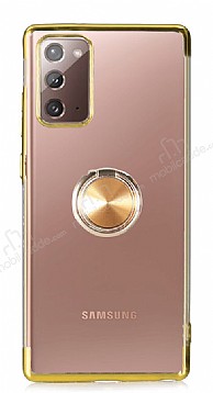 Eiroo Clear Ring Samsung Galaxy Note 20 Gold Kenarl Silikon Klf