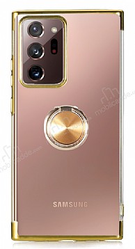 Eiroo Clear Ring Samsung Galaxy Note 20 Ultra Gold Kenarl Silikon Klf