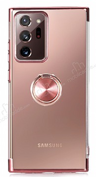 Eiroo Clear Ring Samsung Galaxy Note 20 Ultra Rose Gold Kenarl Silikon Klf