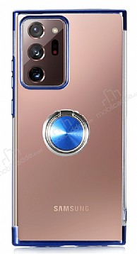Eiroo Clear Ring Samsung Galaxy Note 20 Ultra Lacivert Kenarl Silikon Klf