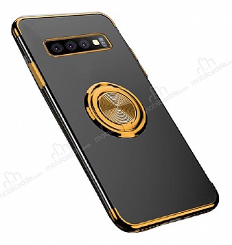 Eiroo Clear Ring Samsung Galaxy S10 Gold Kenarl Silikon Klf