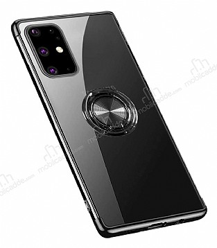 Eiroo Clear Ring Samsung Galaxy S20 Siyah Kenarl Silikon Klf