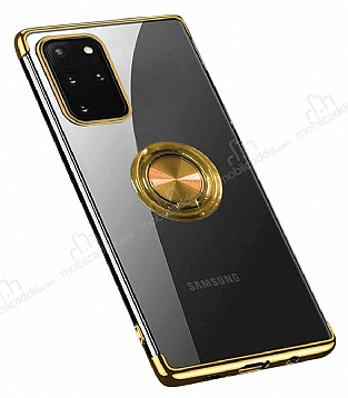 Eiroo Clear Ring Samsung Galaxy S20 Gold Kenarl Silikon Klf