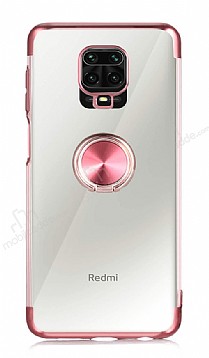 Eiroo Clear Ring Xiaomi Redmi Note 9S Rose Gold Kenarl Silikon Klf