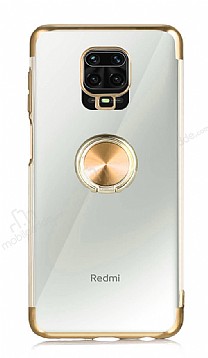Eiroo Clear Ring Xiaomi Redmi Note 9S Gold Kenarl Silikon Klf