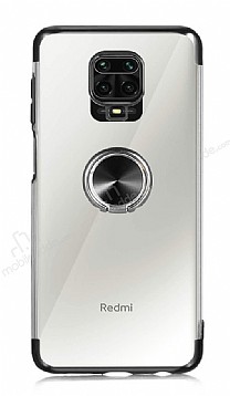 Eiroo Clear Ring Xiaomi Redmi Note 9S Siyah Kenarl Silikon Klf