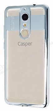Eiroo Clear Thin Casper Via G1 Plus Silver Kenarl effaf Silikon Klf