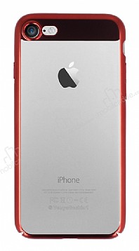 Eiroo Clear Thin iPhone 7 / 8 Krmz Kenarl effaf Rubber Klf