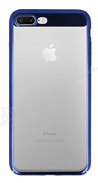 Eiroo Clear Thin iPhone 7 Plus / 8 Plus Lacivert Kenarl effaf Rubber Klf