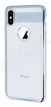 Eiroo Clear Thin iPhone X / XS Silver Kenarl Rubber Klf