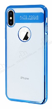 Eiroo Clear Thin iPhone X / XS Lacivert Kenarl Rubber Klf