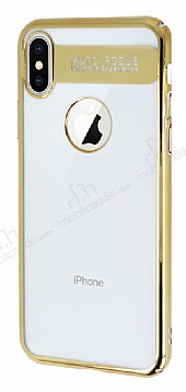 Eiroo Clear Thin iPhone X / XS Kenarl Gold Rubber Klf