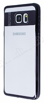 Eiroo Clear Thin Samsung Galaxy Note 5 Siyah Kenarl effaf Silikon Klf